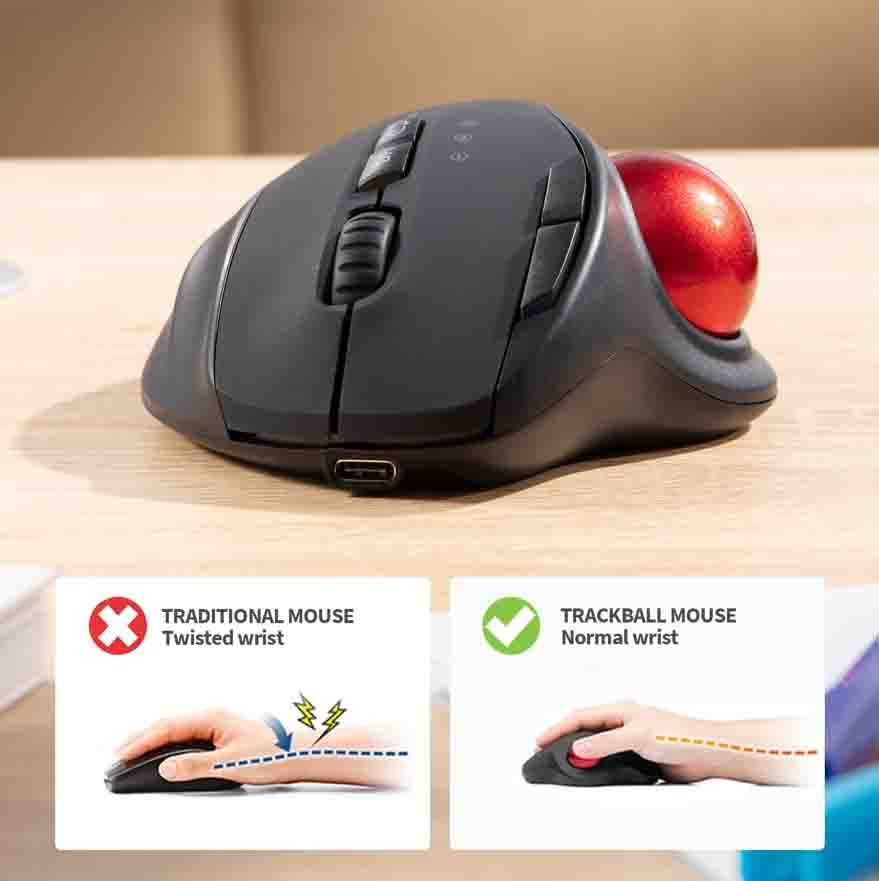 KKUOD Wireless Trackball Mouse